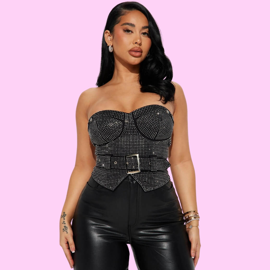 Embellished Belted Corset Top