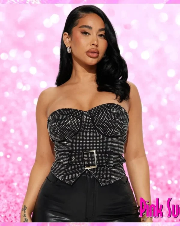 Embellished Belted Corset Top