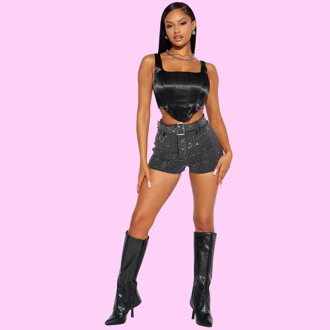 Embellished Belted Short