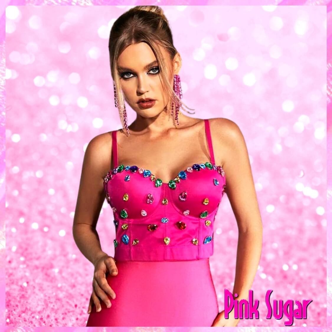 Embellished Corset Top Pink
