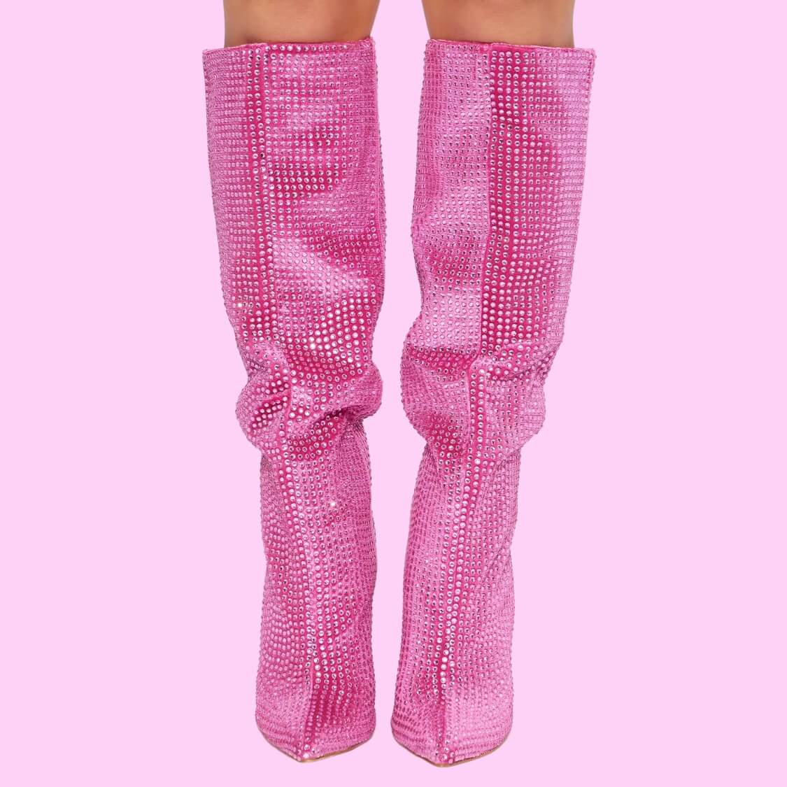 Embellished Knee High Wedge Boots