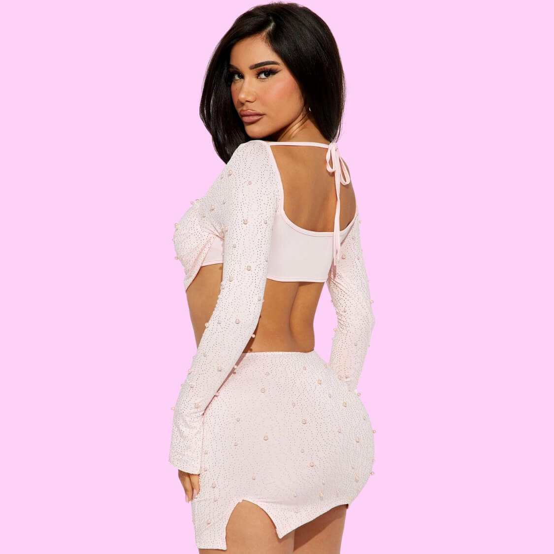Matilda Embellished Skirt Set Pink