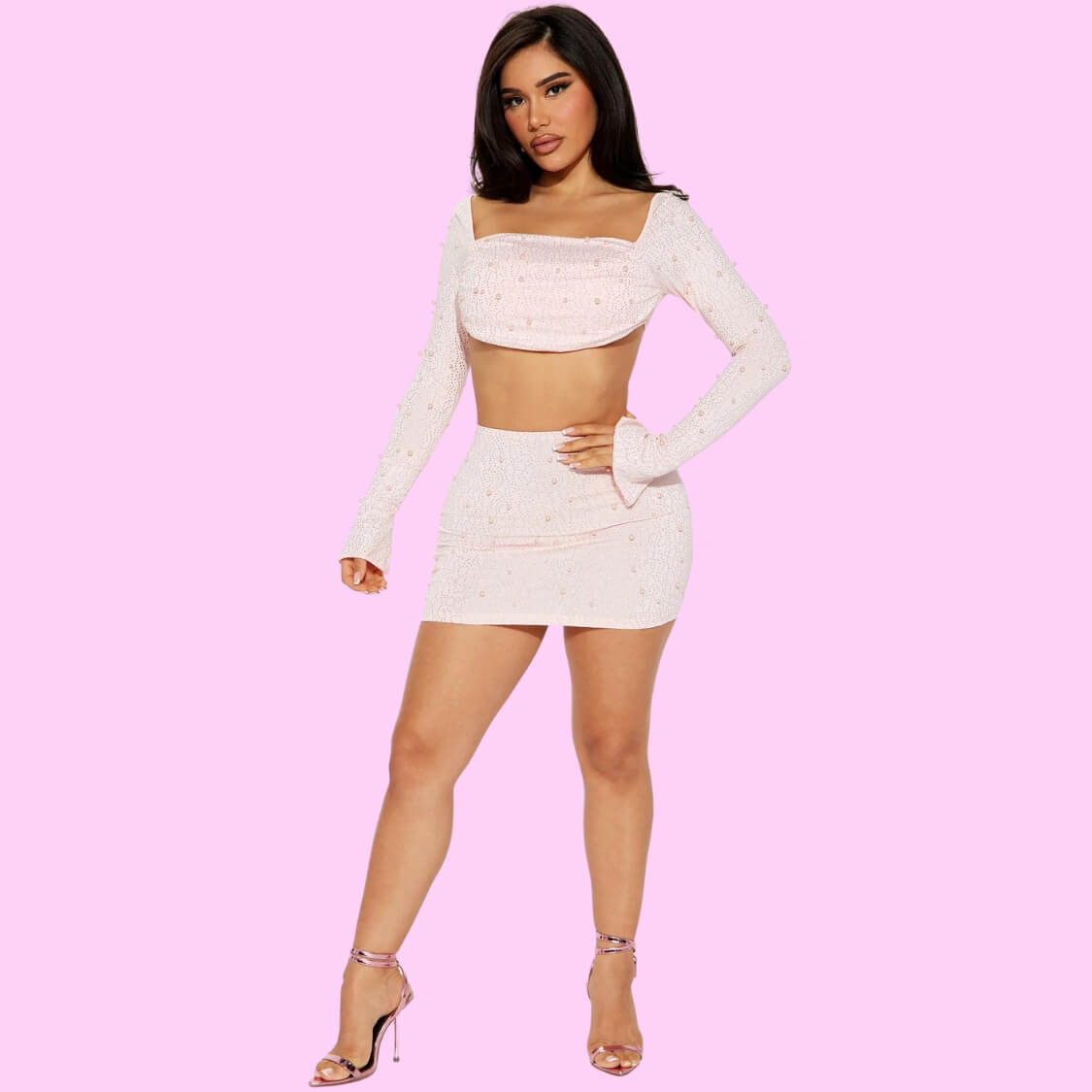 Matilda Embellished Skirt Set Pink