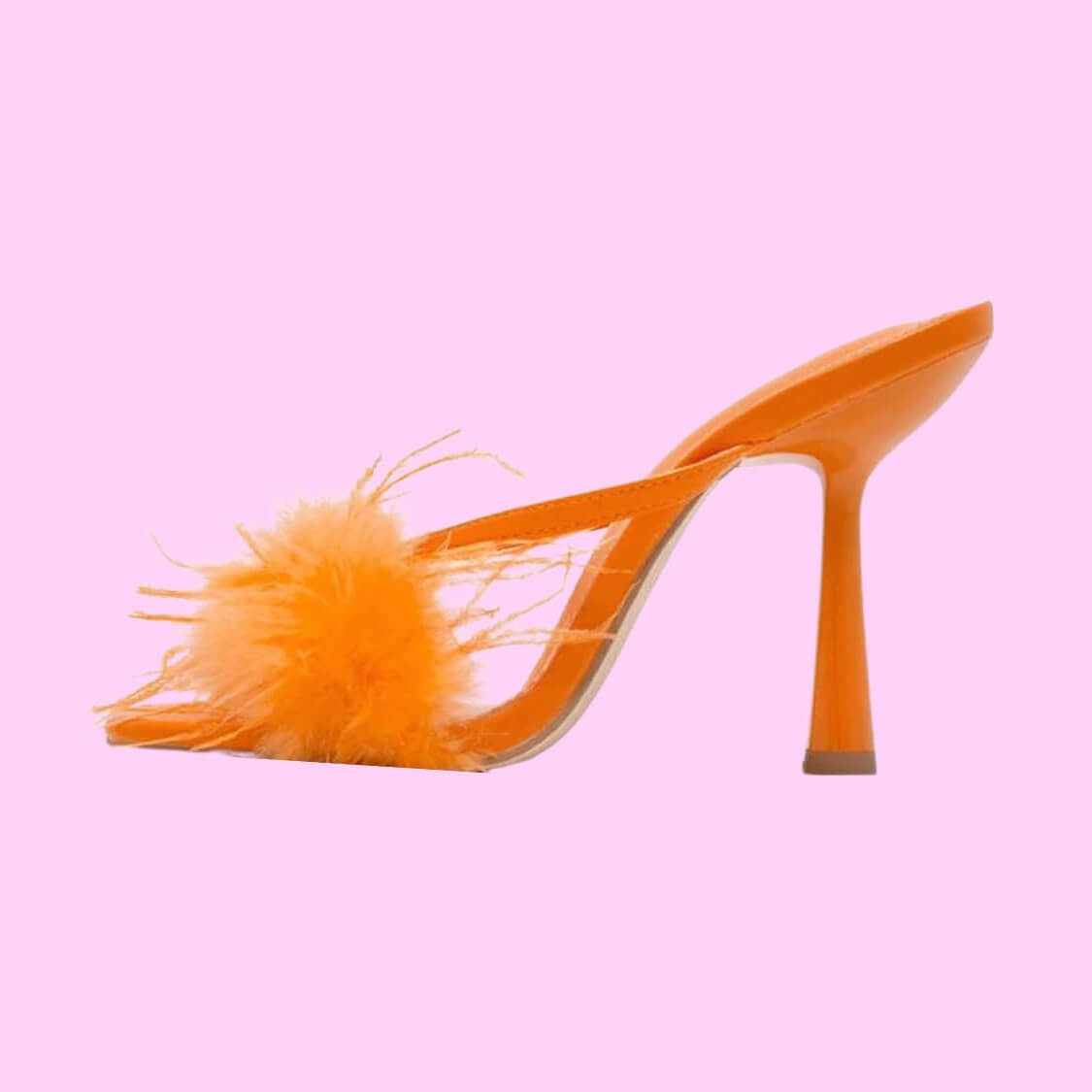 Feather Band Mule Heels Orange