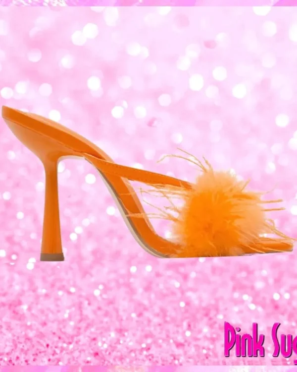 Feather Band Mule Heels Orange