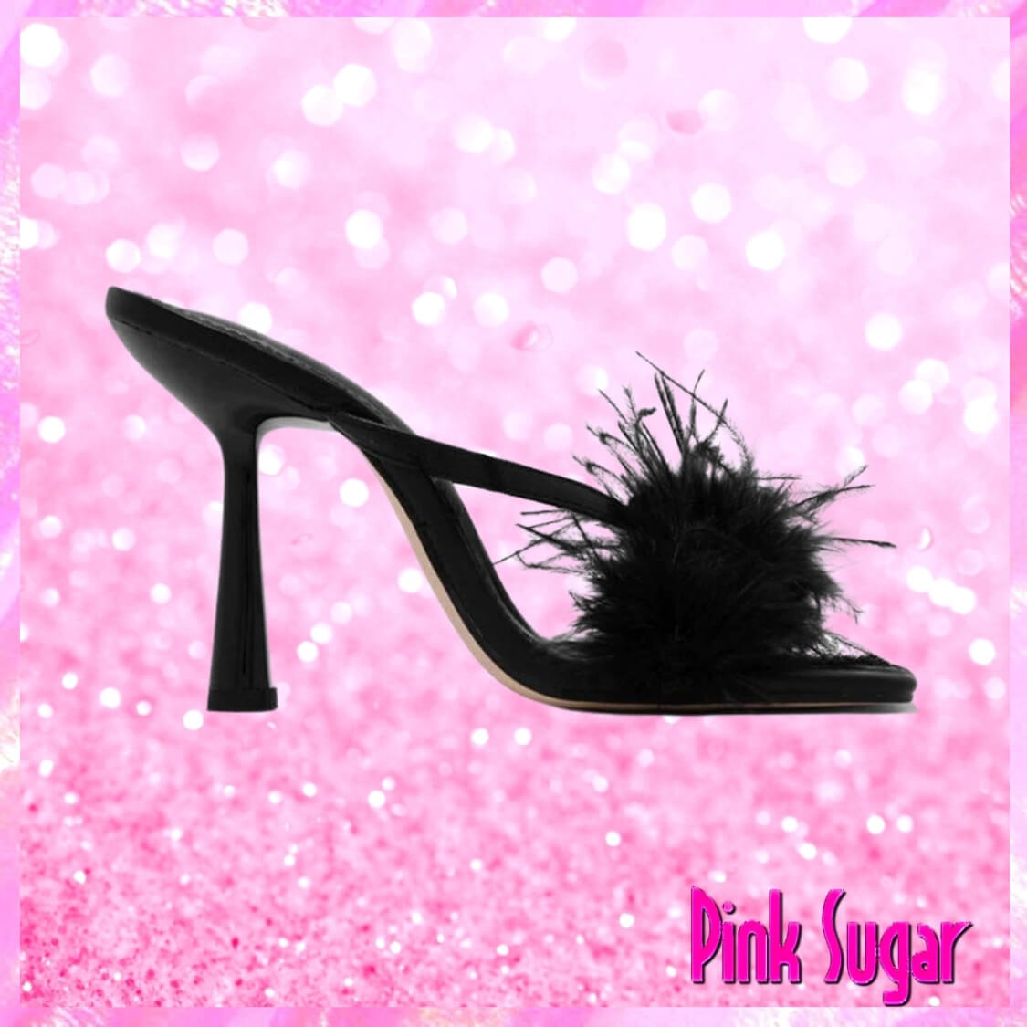 Feather Band Mule Heels Black