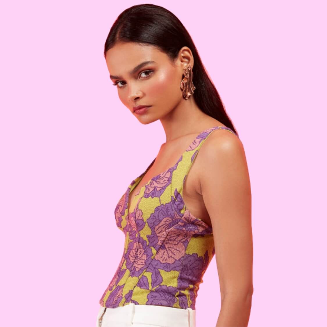 Floral Corset Crop Top