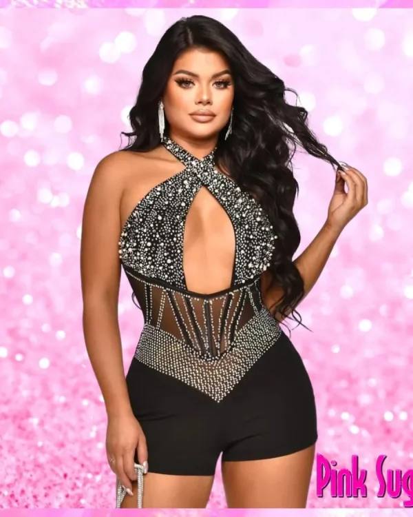 Crystal Halter Party Romper