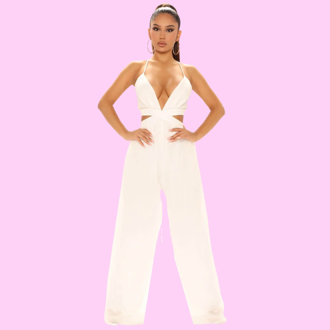 Halter Backless Jumpsuit White
