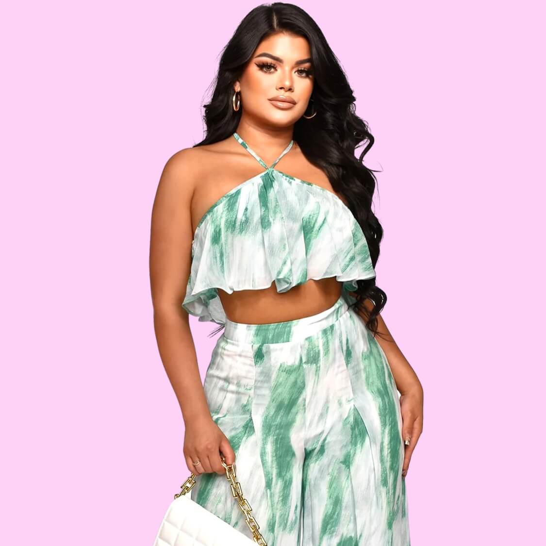 Halter Crop Top Pants Set