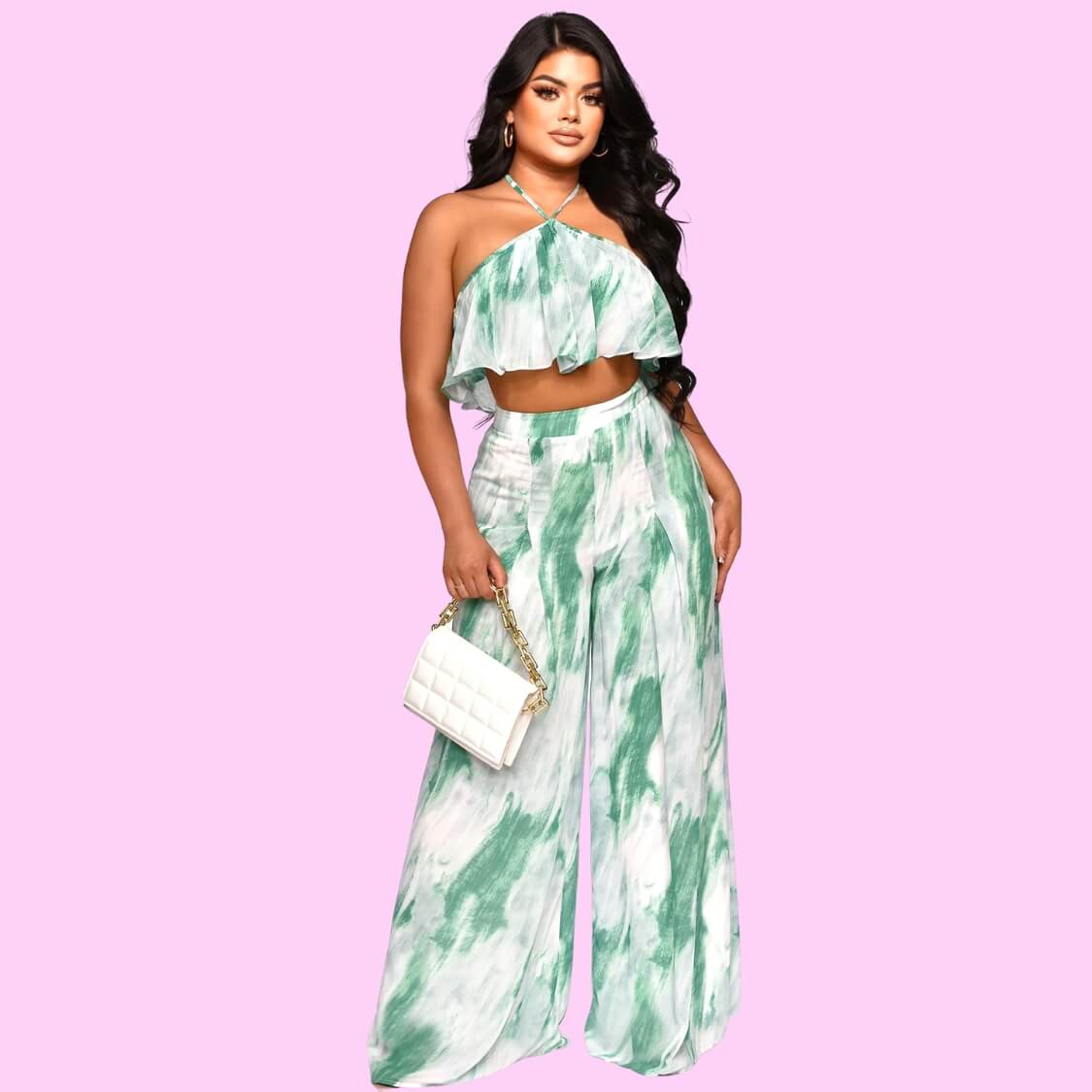 Halter Crop Top Pants Set