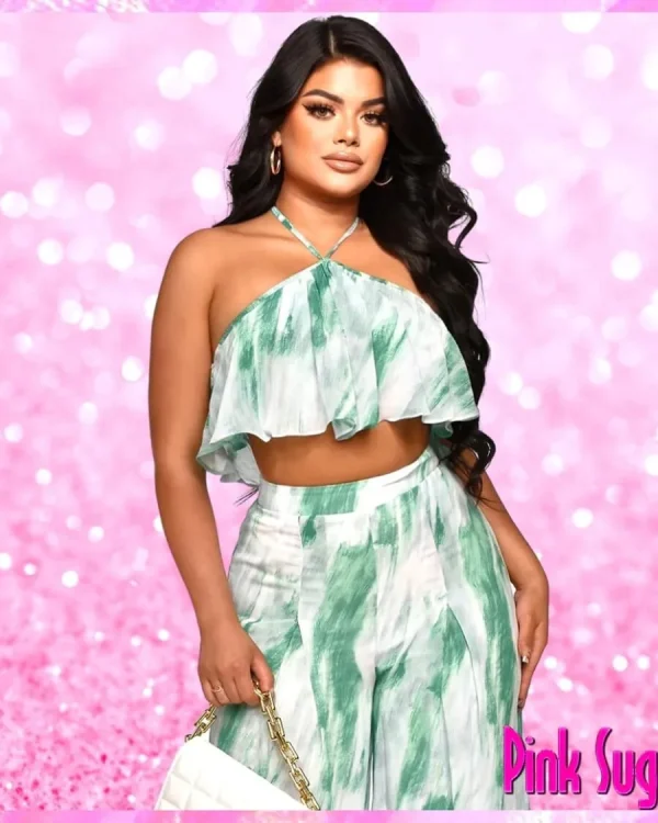 Halter Crop Top Pants Set