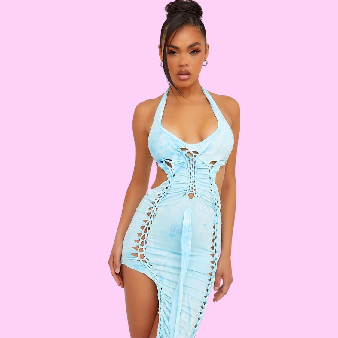 Ladder Detail Open Back Dress