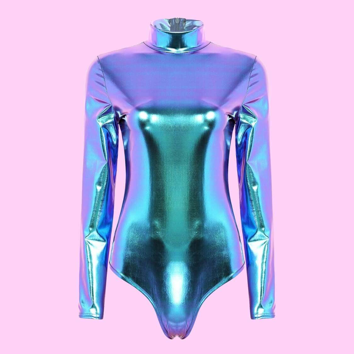 Latex Bodysuit Holo Blue