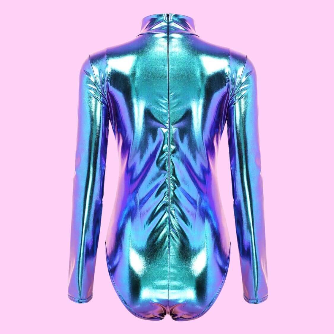 Latex Bodysuit Holo Blue