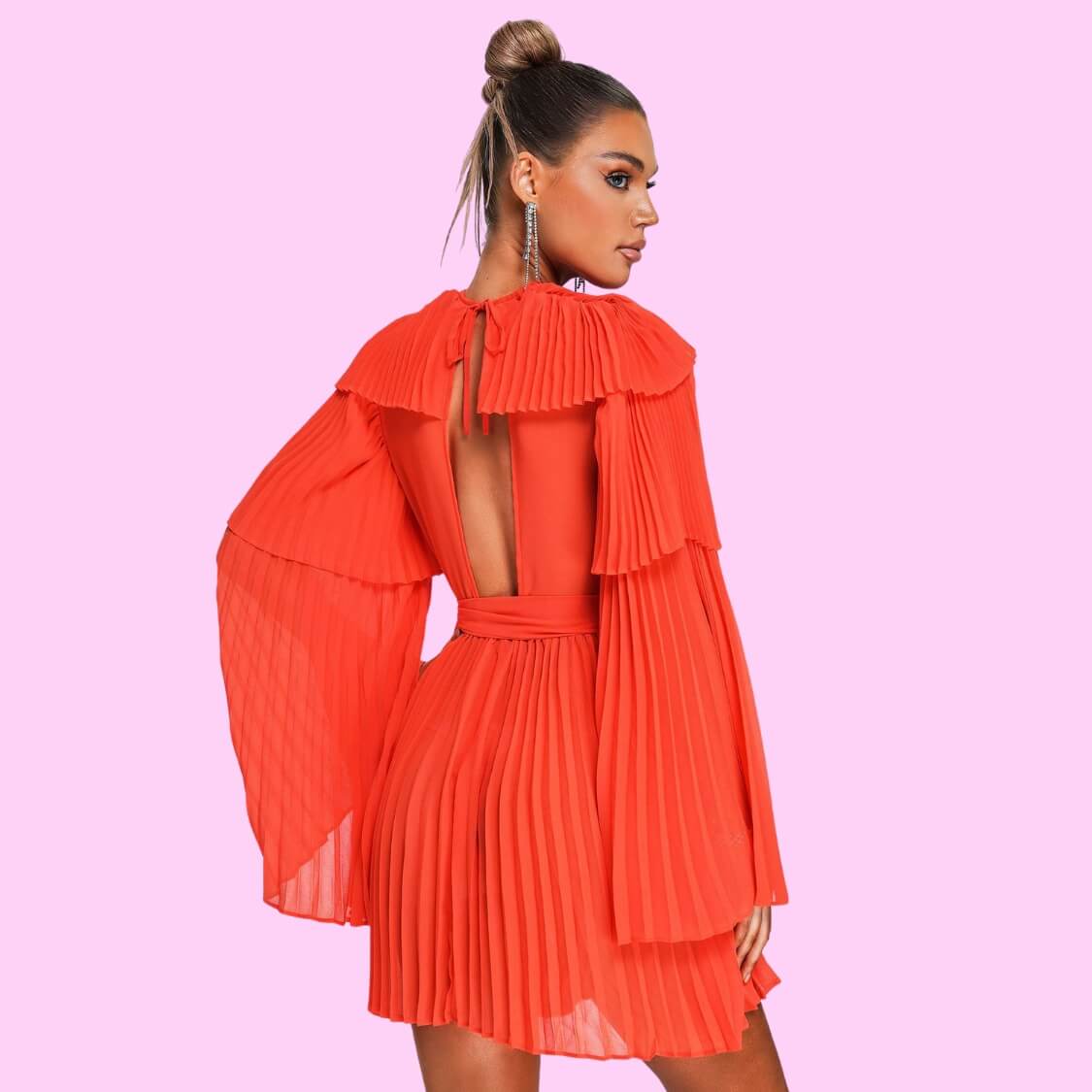 Long Sleeve Pleated Dress