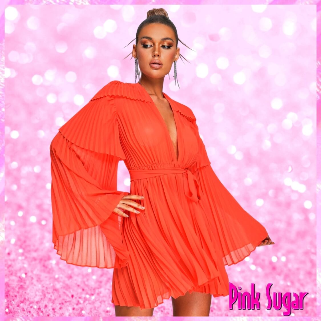 Long Sleeve Pleated Dress