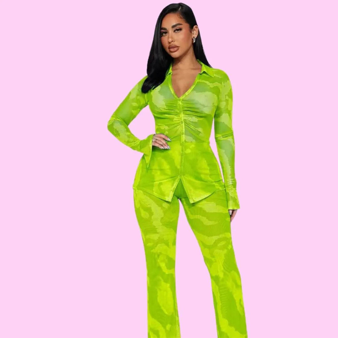 Mesh Pant Set Lime