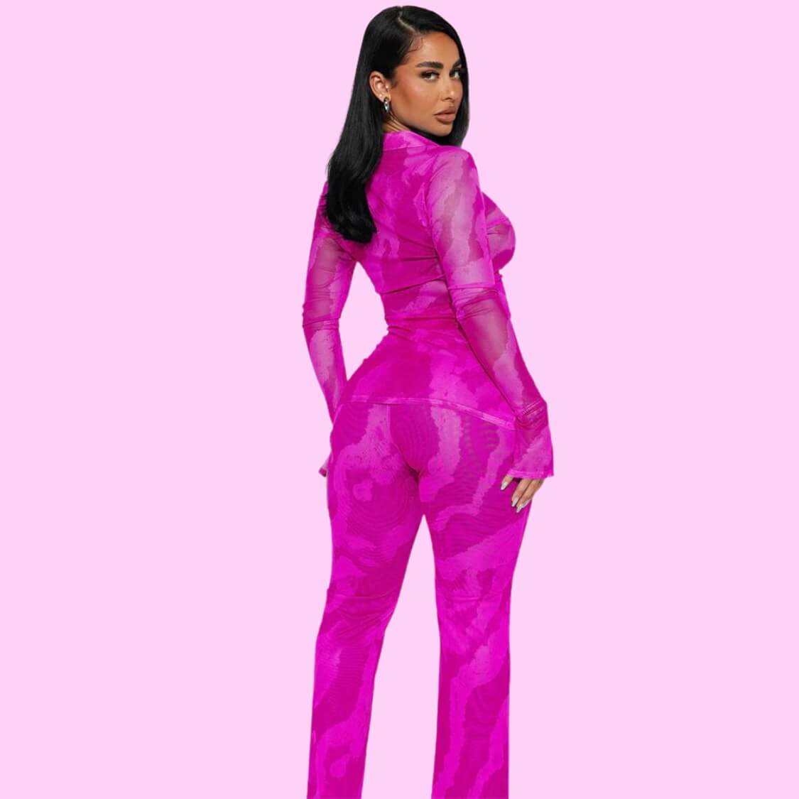 Mesh Pant Set Hot Pink