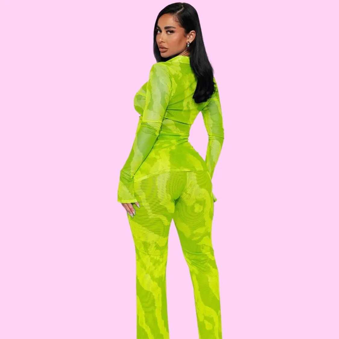 Mesh Pant Set Lime