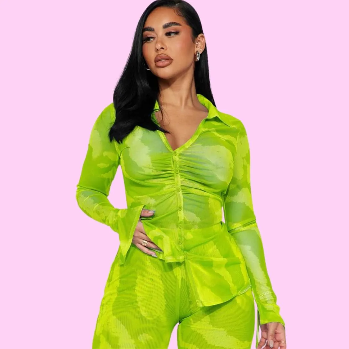 Mesh Pant Set Lime