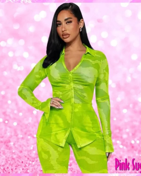 Mesh Pant Set Lime