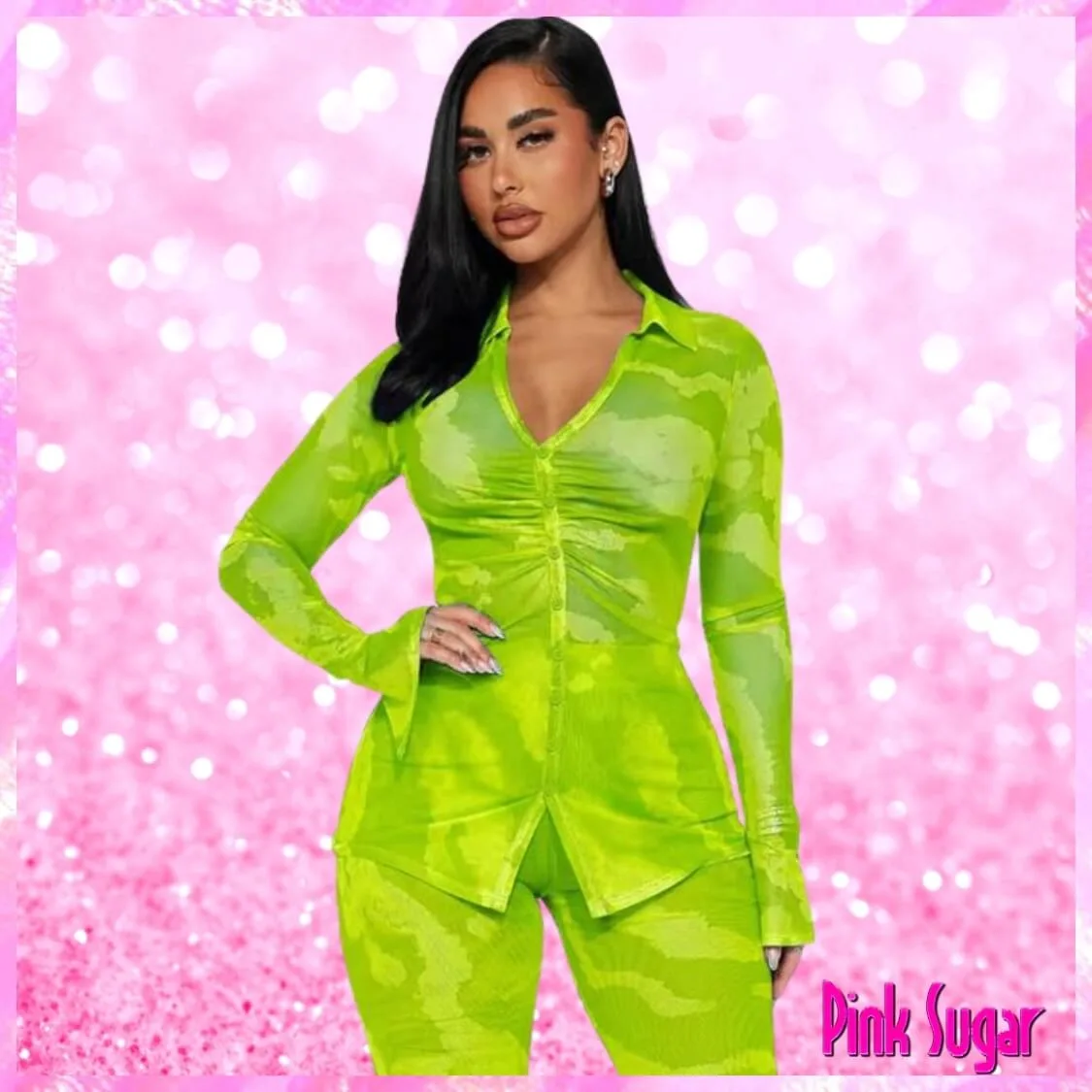 Mesh Pant Set Lime
