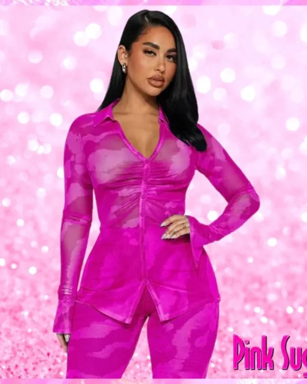 Mesh Pant Set Hot Pink