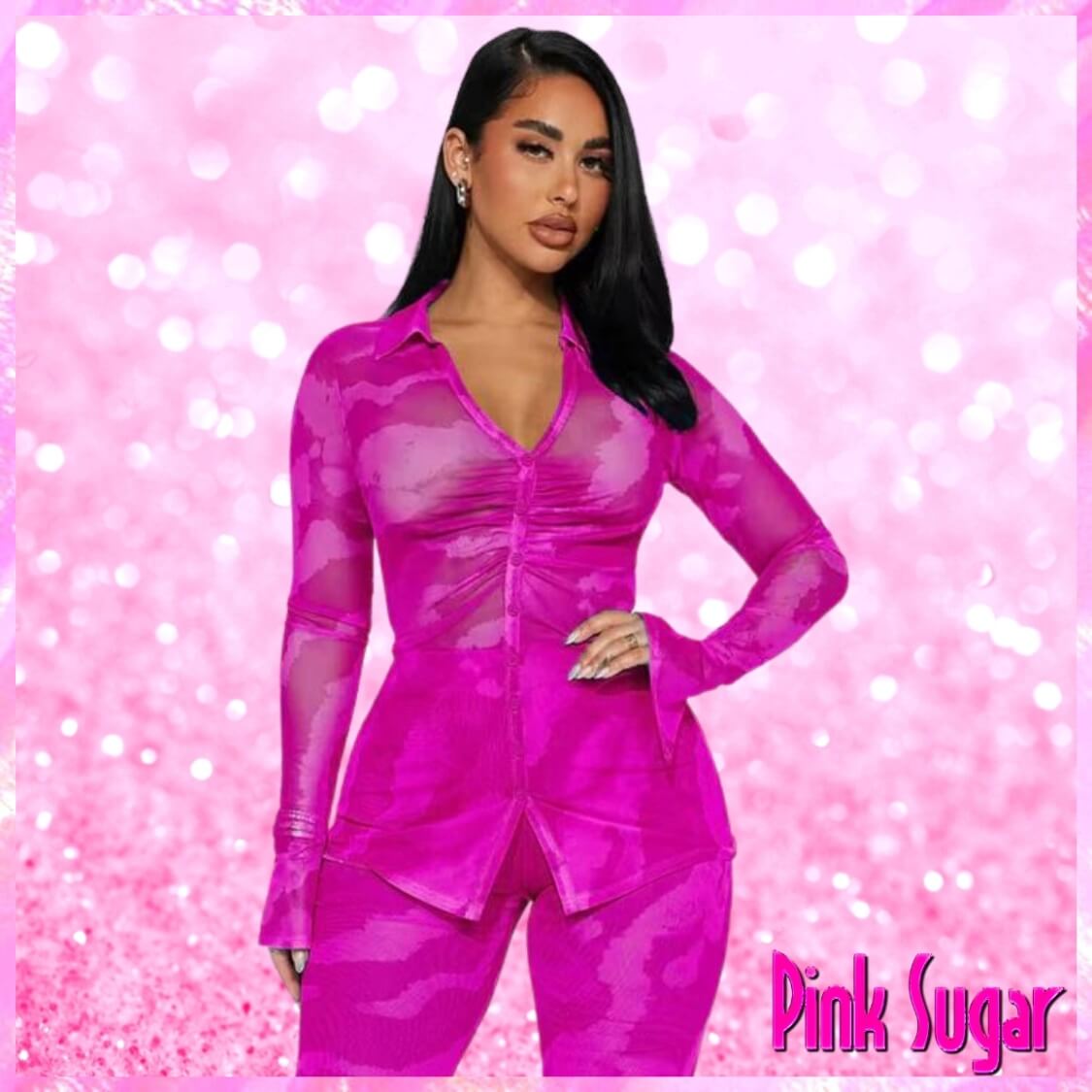 Mesh Pant Set Hot Pink