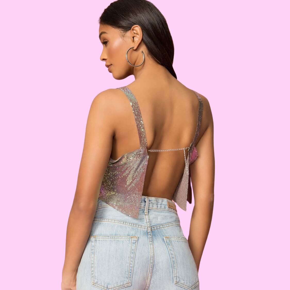 Metal Mesh Crop Top