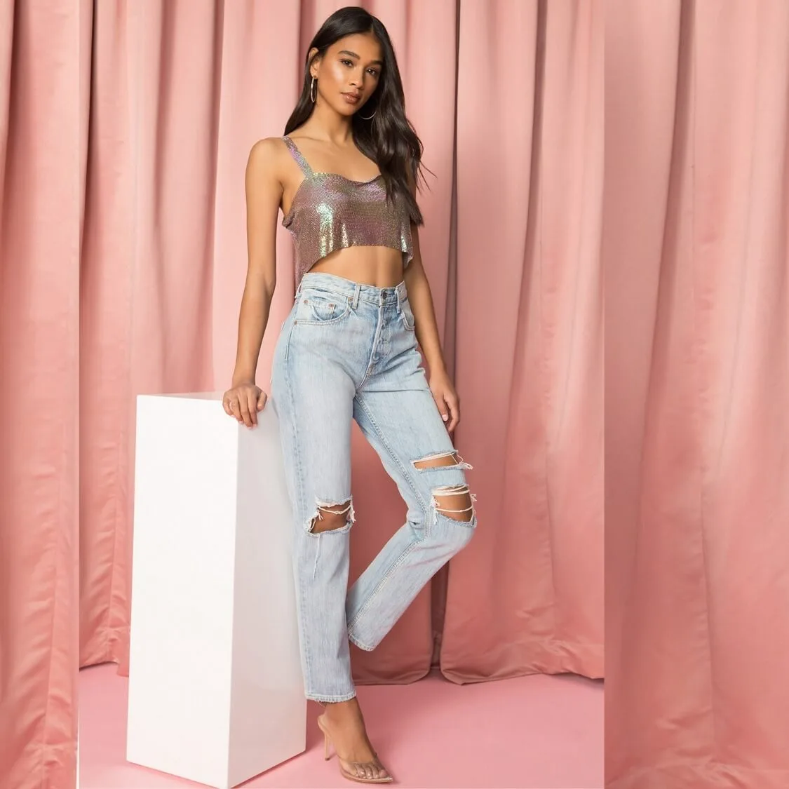 Metal Mesh Crop Top