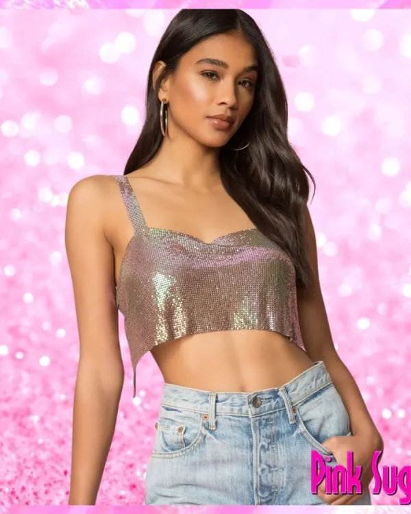 Metal Mesh Crop Top