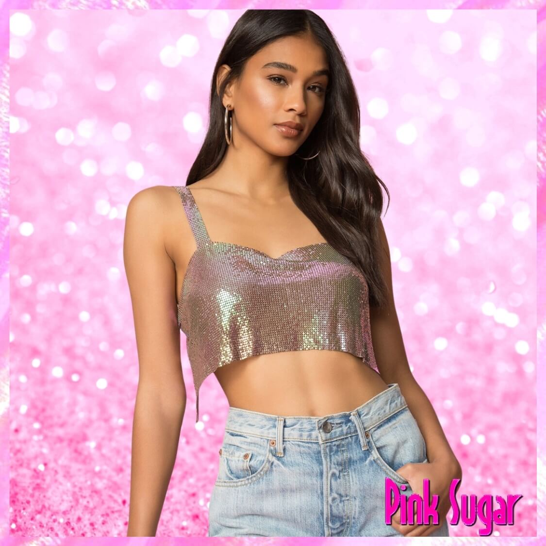 Metal Mesh Crop Top