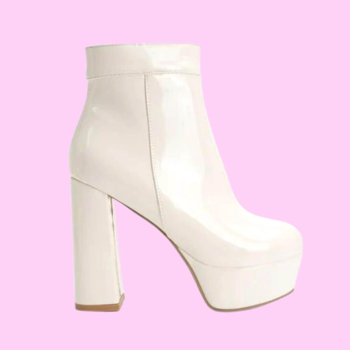 Patent Leather Platform Boots White