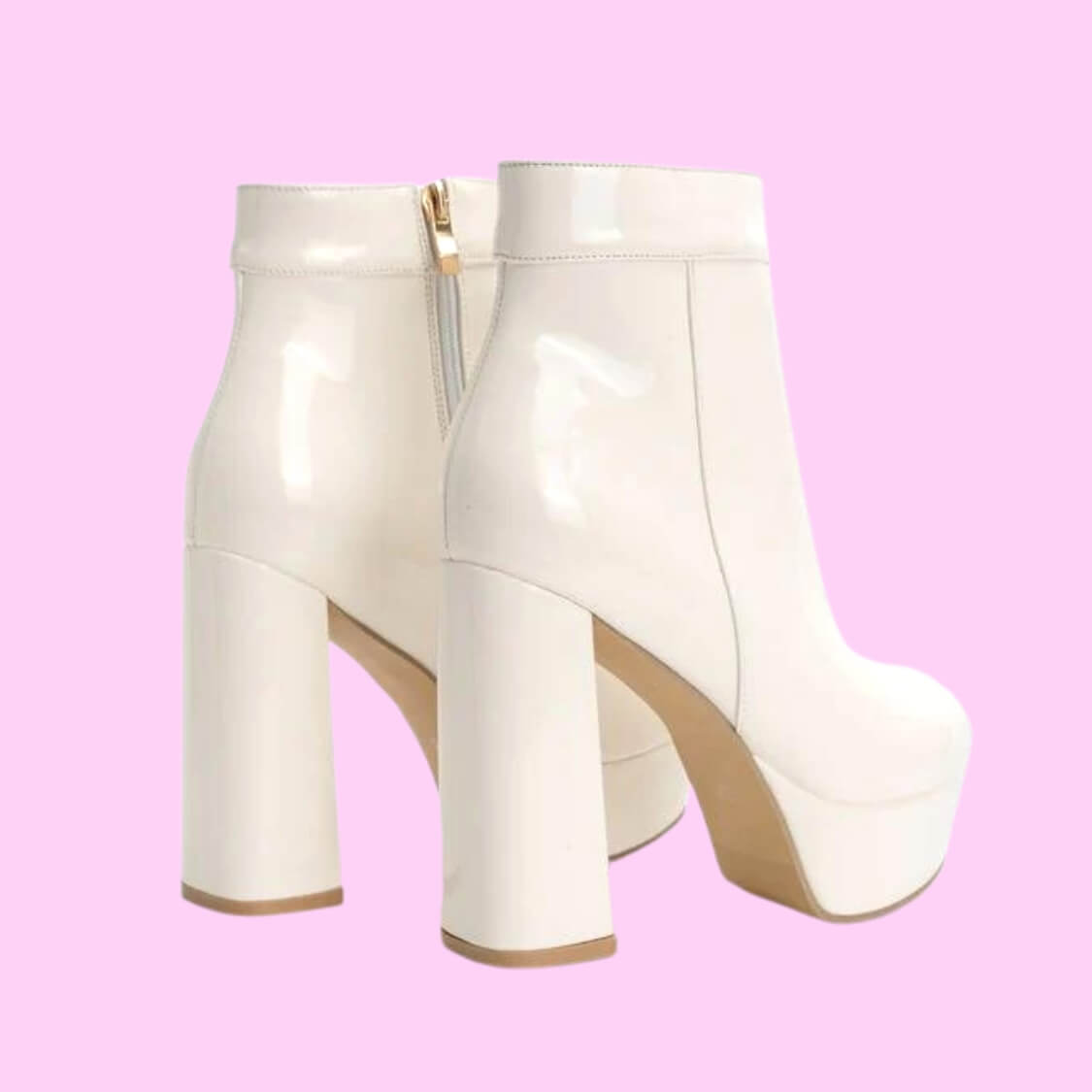 Patent Leather Platform Boots White