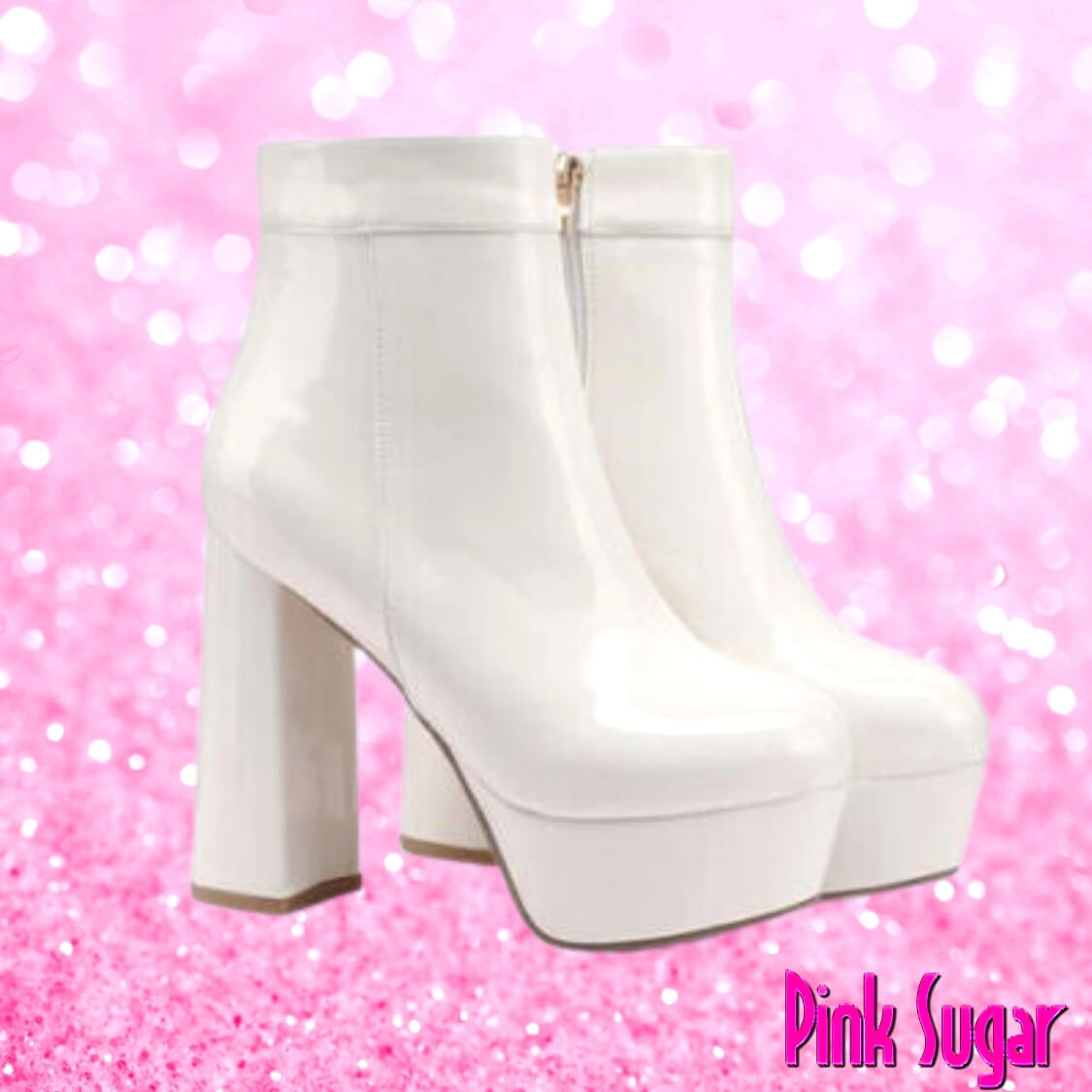 Patent Leather Platform Boots White