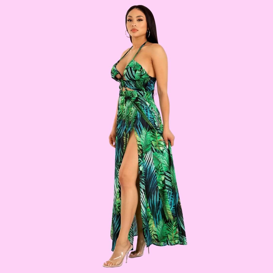 Palm Leaves Maxi Dress