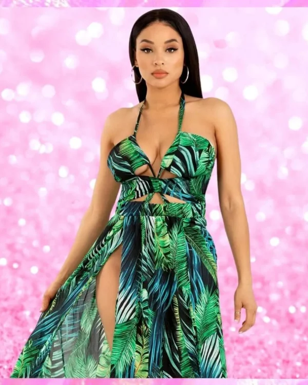 Palm Leaves Maxi Dress