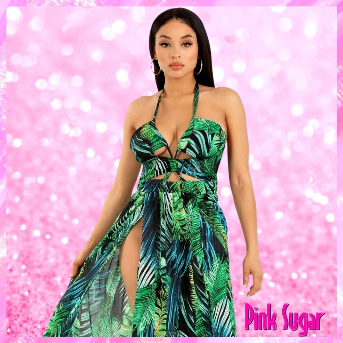 Palm Leaves Maxi Dress