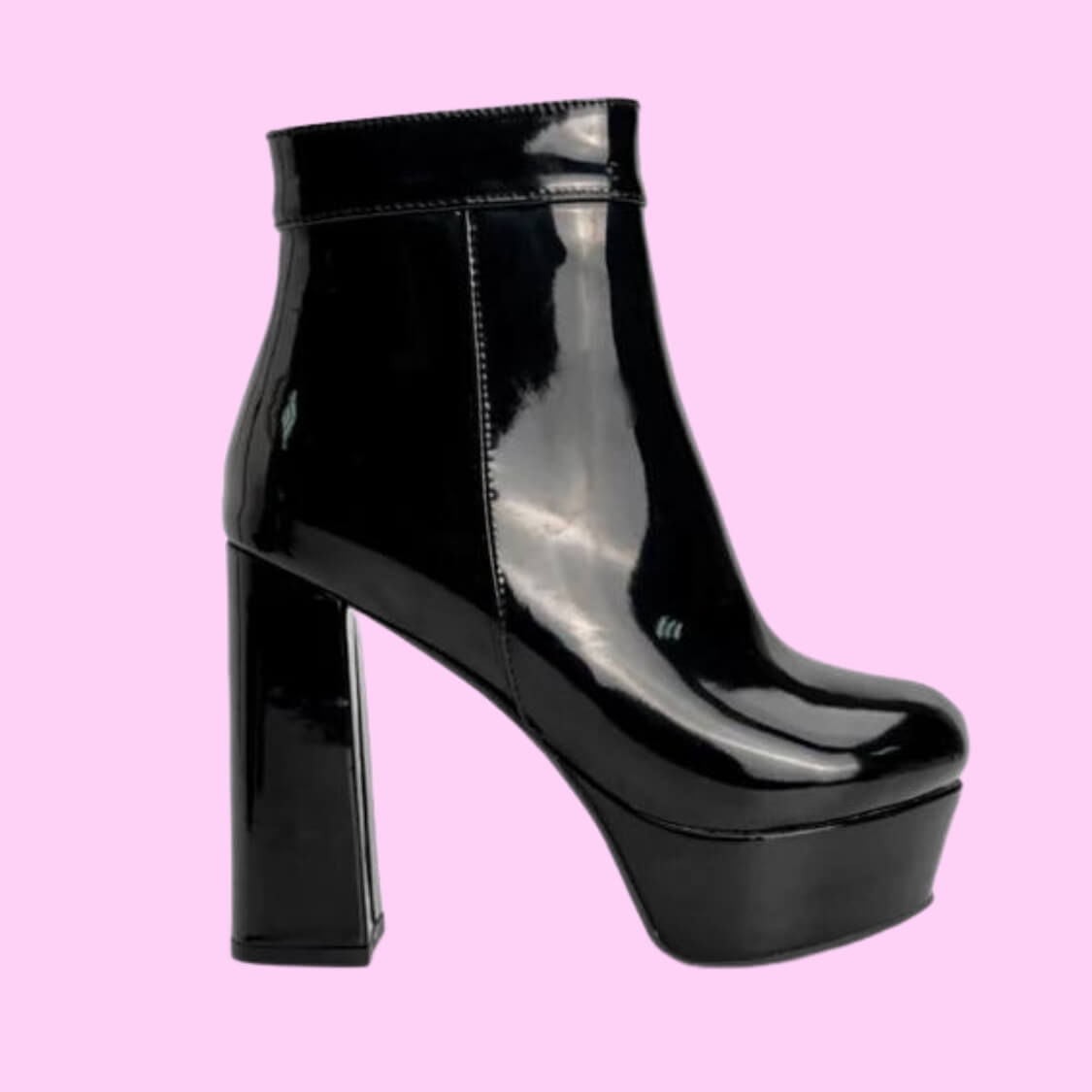 Patent Leather Platform Boots Black