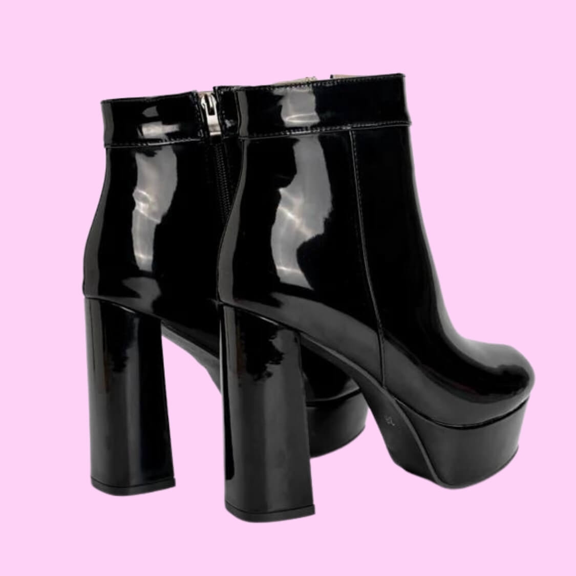 Patent Leather Platform Boots Black