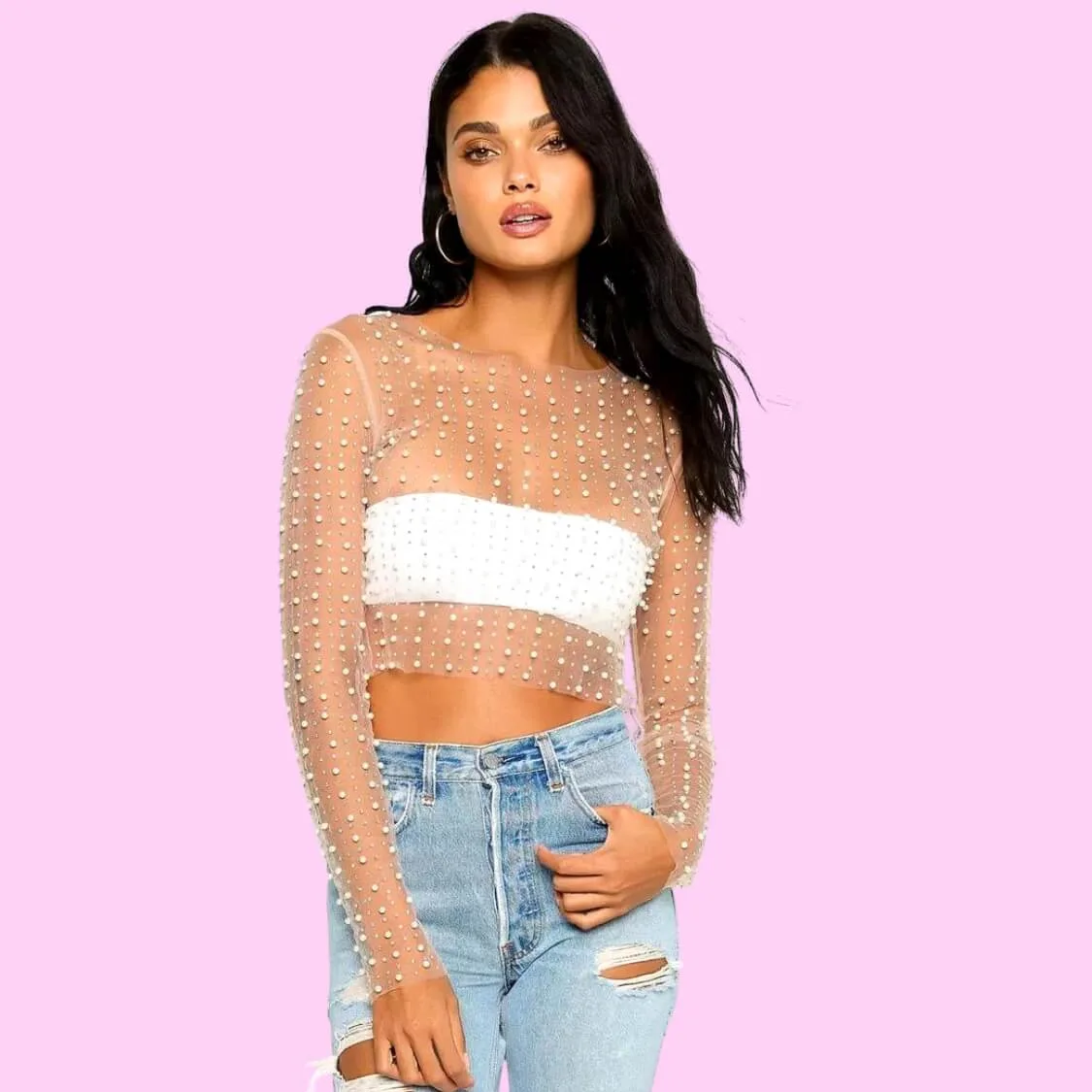 Pearl Mesh Top