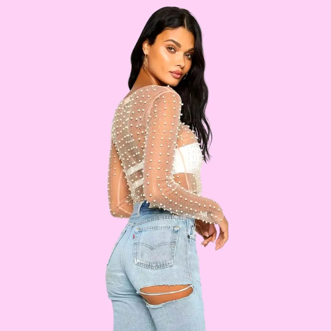 Pearl Mesh Top