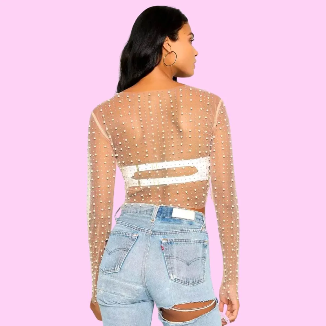 Pearl Mesh Top