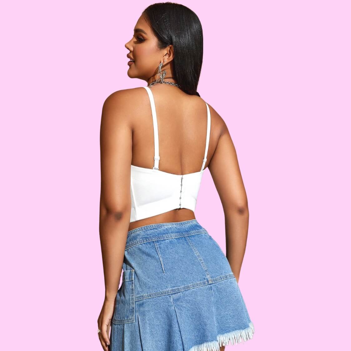 Pearl Rhinestone Cami Corset Top