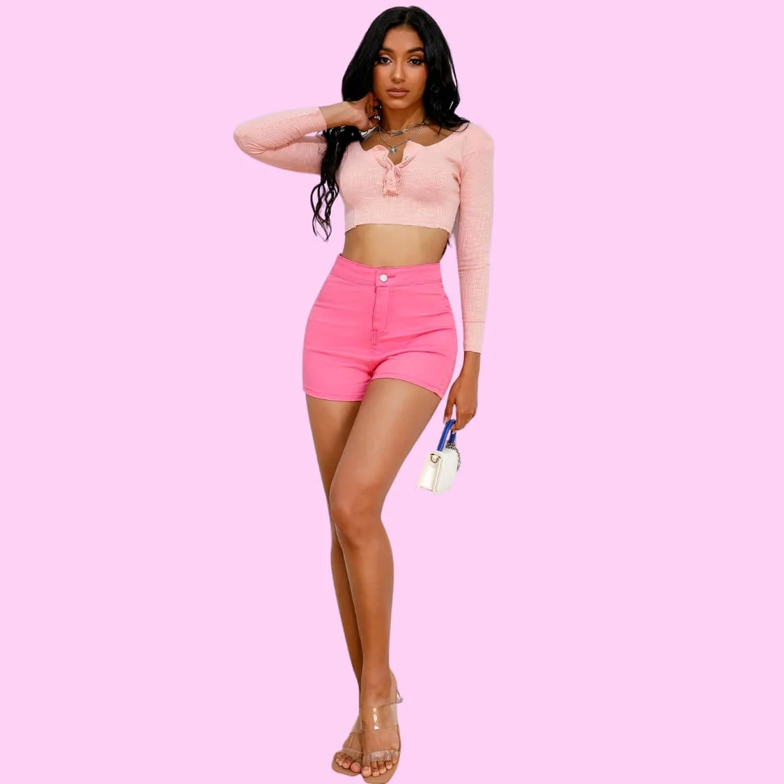 Pink Denim Shorts