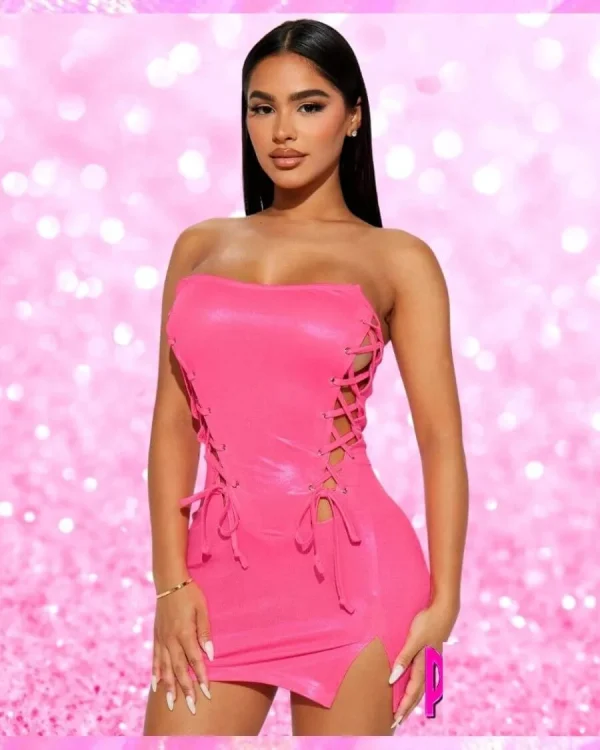 Pink Iridescent Strapless Dress