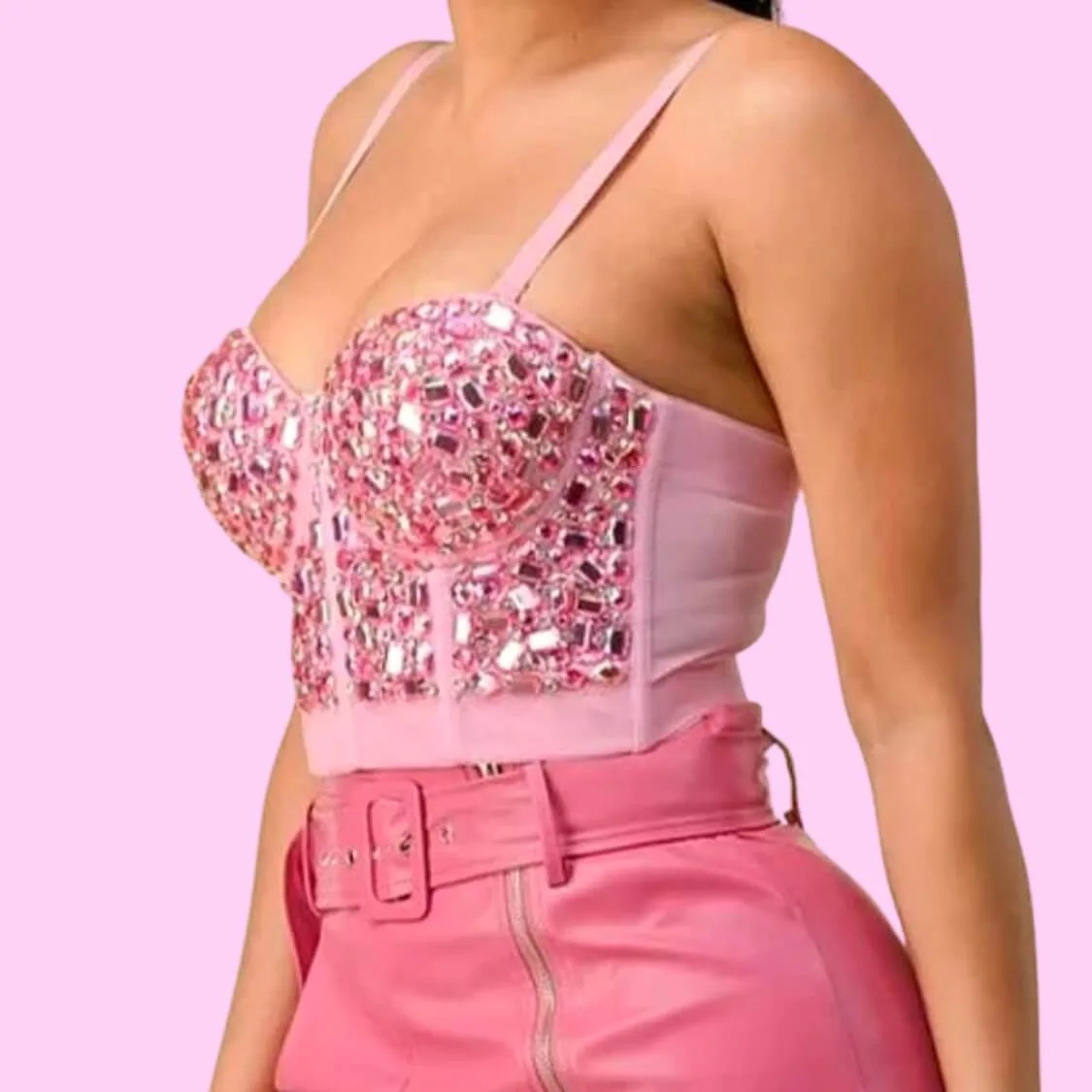 Pink Rhinestone Corset Top