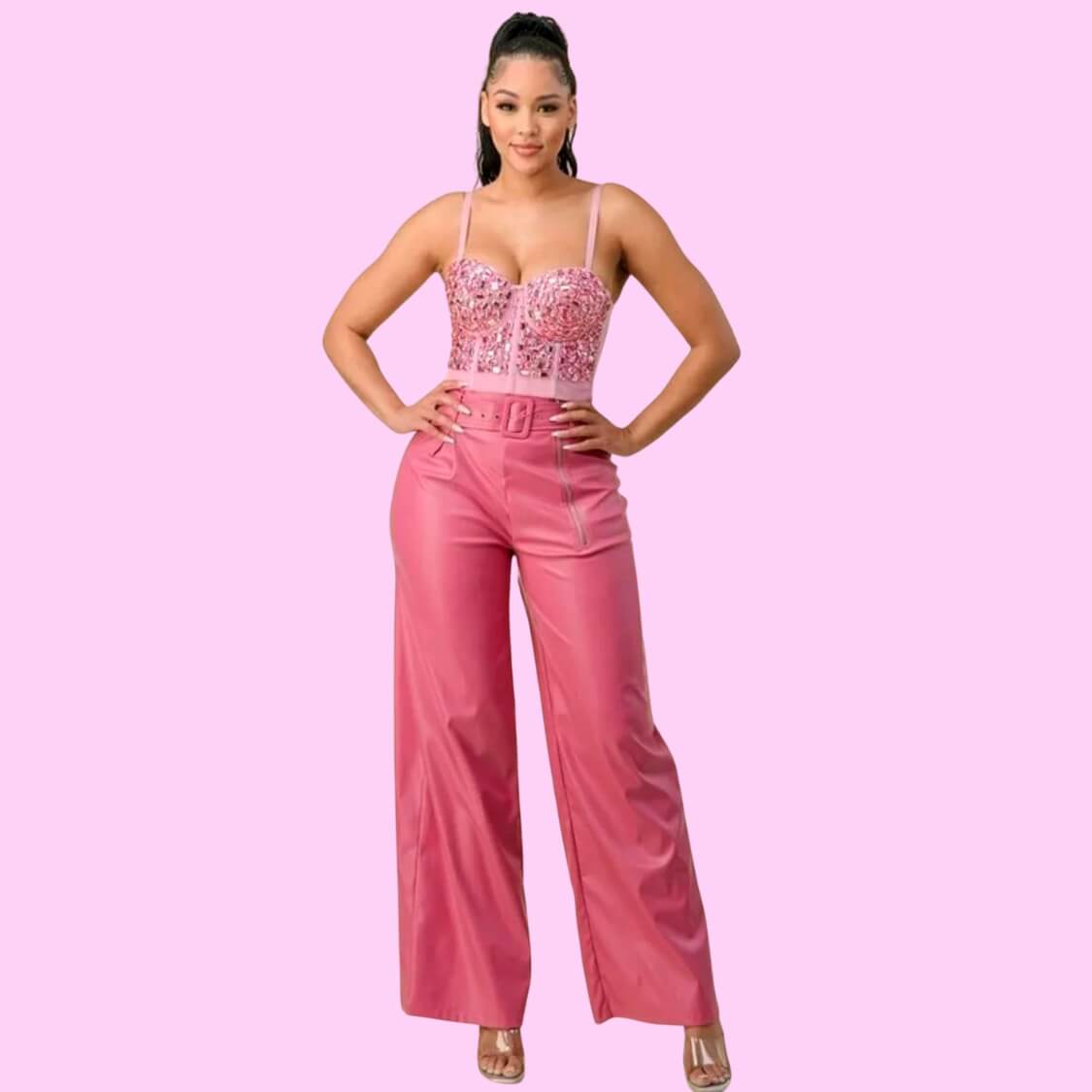 Pink Rhinestone Corset Top