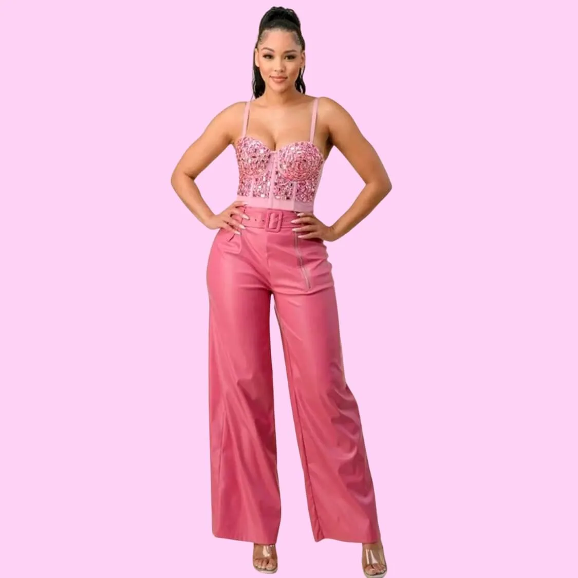 Pink Rhinestone Corset Top